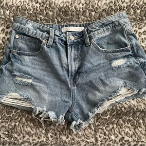 Enjean Women's Ripped Denim Shorts - Light Blue